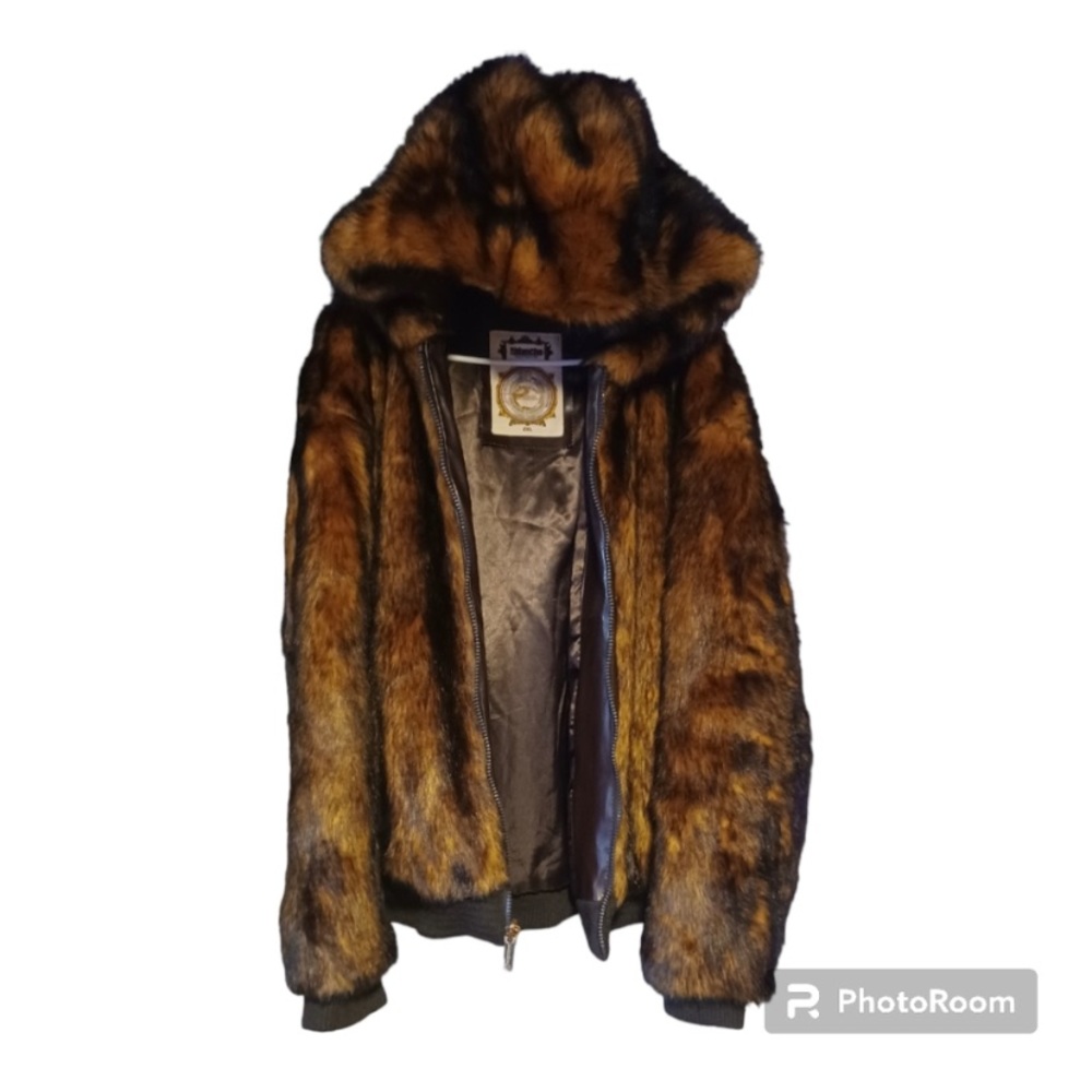 Ablanche Urban Fur Fitter Faux Fur Bomber Jacket 2XL Vintage